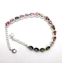 Load image into Gallery viewer, Tourmaline Bracelet | 18 faceted teardrops | Dainty Adjustable | Red Pink Yellow Gold | 925 Sterling Silver | Crystal Heart Melbourne Australia since 1986