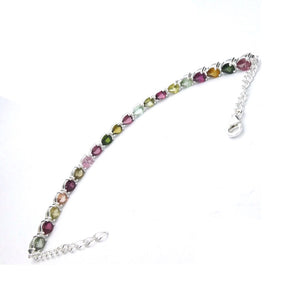 Tourmaline Bracelet | 20 faceted teardrops | Dainty Adjustable | Red Pink Yellow Gold | 925 Sterling Silver | Crystal Heart Melbourne Australia since 1986