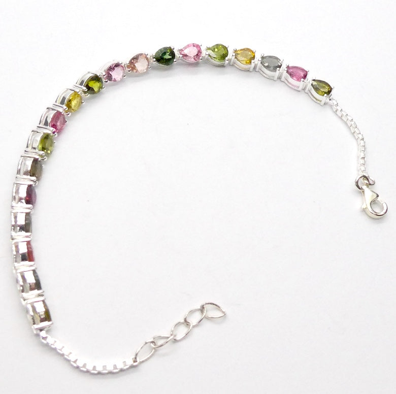 Tourmaline Bracelet | 19 faceted teardrops | Dainty Adjustable | Red Pink Yellow Gold | 925 Sterling Silver | Crystal Heart Melbourne Australia since 1986