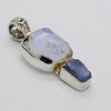Rainbow Moonstone & Blue Kyanite Pendant | Blue Flash | Raw Chunk | 925 Sterling Silver | Open Back | Gemini Pisces Stone | Genuine Gems Crystal Heart Melbourne Australia 1986