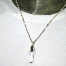 Load image into Gallery viewer, Raw Moldavite Nugget Pendant On Clear Quartz Point | 925 Sterling Silver | Genuine Gems from Crystal Heart Melbourne Australia since 1986 