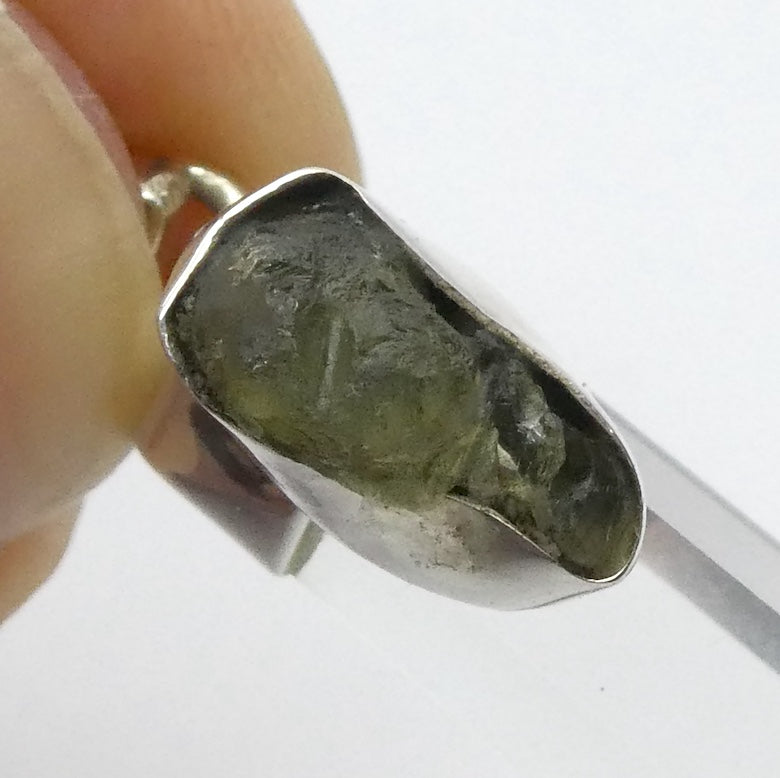Raw Moldavite Nugget Pendant On Clear Quartz Point | 925 Sterling Silver | Genuine Gems from Crystal Heart Melbourne Australia since 1986 