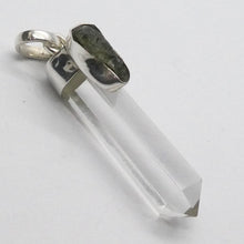 Load image into Gallery viewer, Raw Moldavite Nugget Pendant On Clear Quartz Point | 925 Sterling Silver | Genuine Gems from Crystal Heart Melbourne Australia since 1986 