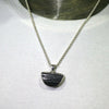 Black Tourmaline Pendant | Raw unpolished crystal | half circle | Bezel set | 925 Sterling Silver | Genuine Gems from Crystal Heart Melbourne Australia since 1986