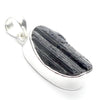 Black Tourmaline Pendant | Raw unpolished crystal | Ocval | Open Bezel set | 925 Sterling Silver | Genuine Gems from Crystal Heart Melbourne Australia est 1986