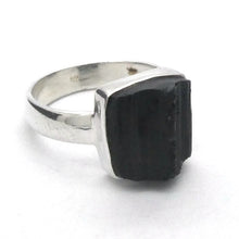 Load image into Gallery viewer, Tourmaline Ring, Black Raw Crystal Square, 925 Sterling Silver, r1