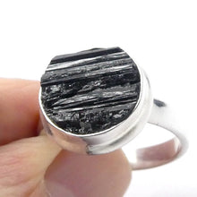 Load image into Gallery viewer, Black Tourmaline Ring | Raw crystal Circle | Open Bezel set | 925 Sterling Silver | AUS Size R1/2 | US Size 9 | Crystal Heart Melbourne Australia est 1986