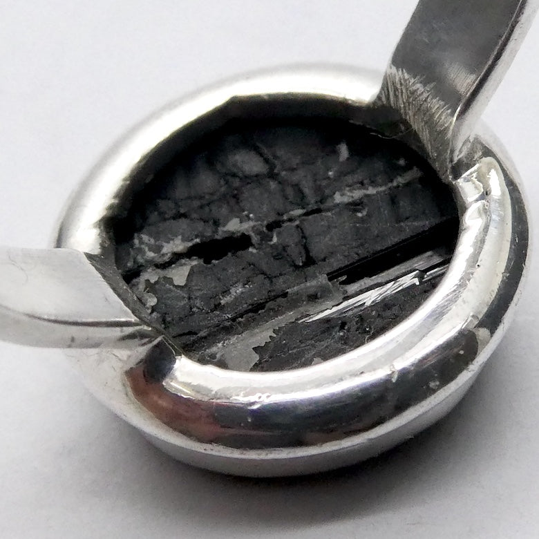 Black Tourmaline Ring | Raw crystal Circle | Open Bezel set | 925 Sterling Silver | AUS Size R1/2 | US Size 9 | Crystal Heart Melbourne Australia est 1986
