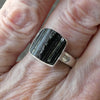 Tourmaline Ring, Black Raw Crystal Square, 925 Sterling Silver, r1