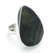 Load image into Gallery viewer, Green Black Tourmaline Ring | Natural uncut Teardrop| Open Bezel | 925 Sterling Silver | US Size 7.5 to 8.5 | Crystal Heart Melbourne Australia since 1986