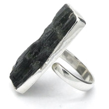 Load image into Gallery viewer, Green Black Blue Tourmaline Ring | Natural uncut Oblong | Open Bezel | 925 Sterling Silver | US Size 7.5 to 8.5 | Crystal Heart Melbourne Australia since 1986