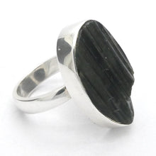 Load image into Gallery viewer, Green Black Blue Tourmaline Ring | Natural uncut Oblong | Open Bezel | 925 Sterling Silver | US Size 7.5 to 8.5 | Crystal Heart Melbourne Australia since 1986