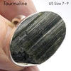 Green Black Blue Tourmaline Ring | Natural uncut Oblong | Open Bezel | 925 Sterling Silver | US Size 7.5 to 8.5 | Crystal Heart Melbourne Australia since 1986