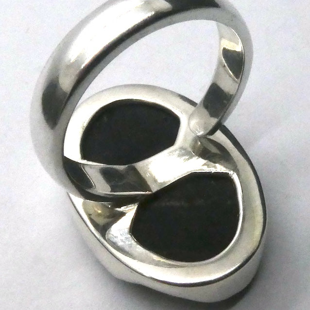 Green Black Blue Tourmaline Ring | Natural uncut Oblong | Open Bezel | 925 Sterling Silver | US Size 7.5 to 8.5 | Crystal Heart Melbourne Australia since 1986