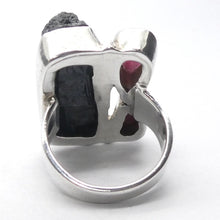 Load image into Gallery viewer,  Tourmaline Ring | Raw uncut crystals | Black and Pink | Open Bezel | 925 Silver | US Size 7 | AUS Size N1/2 |  Crystal Heart Melbourne Australia since 1986