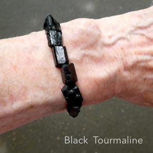Black Tourmaline Stretch Bracelet | Raw Crystals | Beautiful and powerful Protection | Genuine gems from Crystal Heart Melbourne Australia since 1986