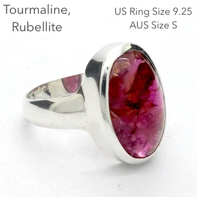 Tourmaline Ring | Cabochon Oval | Pink Red Rubellite | 925 Silver | US Size 9.25 | AUS Size S | Virgo Gemini Libra Taurus | Genuine Gems at Crystal Heart Melbourne est 1986