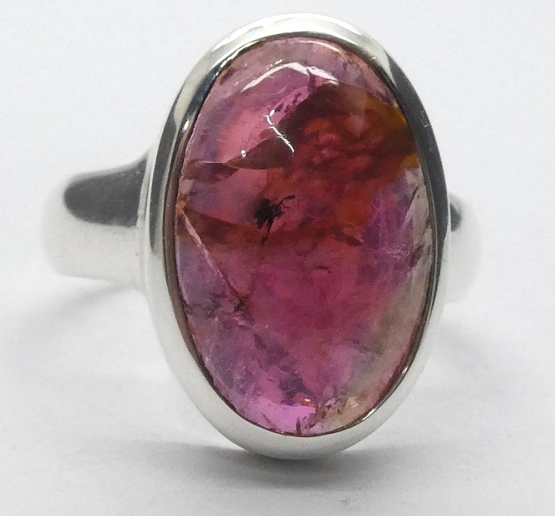 Tourmaline Ring | Cabochon Oval | Pink Red Rubellite | 925 Silver | US Size 9.25 | AUS Size S | Virgo Gemini Libra Taurus | Genuine Gems at Crystal Heart Melbourne est 1986
