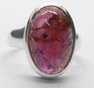 Tourmaline Ring | Cabochon Oval | Pink Red Rubellite | 925 Silver | US Size 9.25 | AUS Size S | Virgo Gemini Libra Taurus | Genuine Gems at Crystal Heart Melbourne est 1986