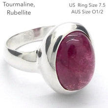 Load image into Gallery viewer, Tourmaline Ring | Cabochon Oval | Pink Red Rubellite | 925 Silver | US Size 7.5 | AUS Size O1/2 | Virgo Gemini Libra Taurus | Crystal Heart Melbourne est 1986