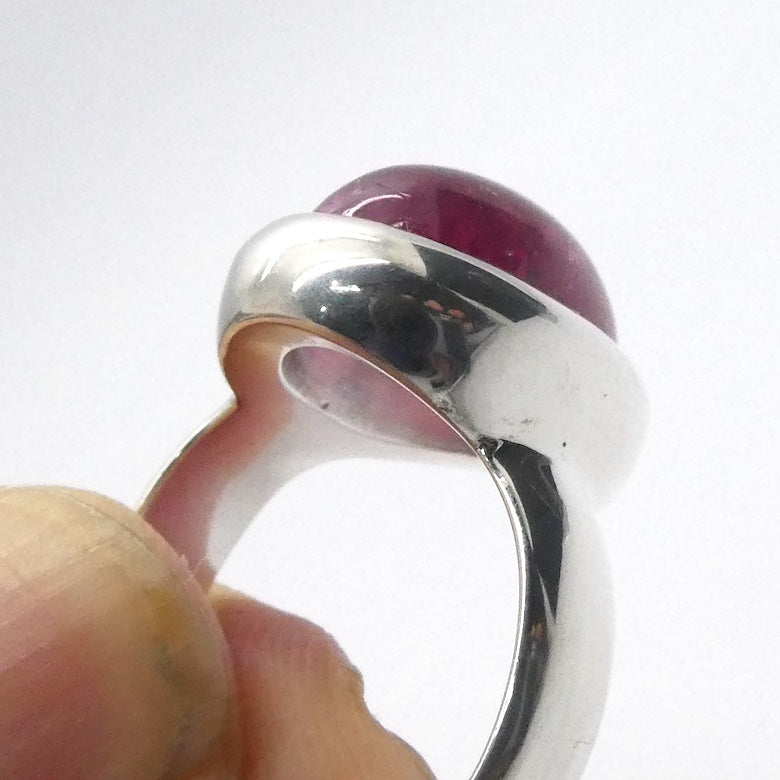 Tourmaline Ring | Cabochon Oval | Pink Red Rubellite | 925 Silver | US Size 7.5 | AUS Size O1/2 | Virgo Gemini Libra Taurus | Crystal Heart Melbourne est 1986