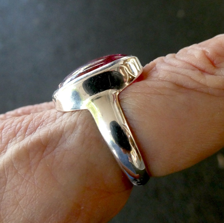 Tourmaline Ring | Cabochon Oval | Pink Red Rubellite | 925 Silver | US Size 9.25 | AUS Size S | Virgo Gemini Libra Taurus | Genuine Gems at Crystal Heart Melbourne est 1986