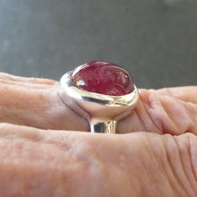 Load image into Gallery viewer, Tourmaline Ring | Cabochon Oval | Pink Red Rubellite | 925 Silver | US Size 7.5 | AUS Size O1/2 | Virgo Gemini Libra Taurus | Crystal Heart Melbourne est 1986