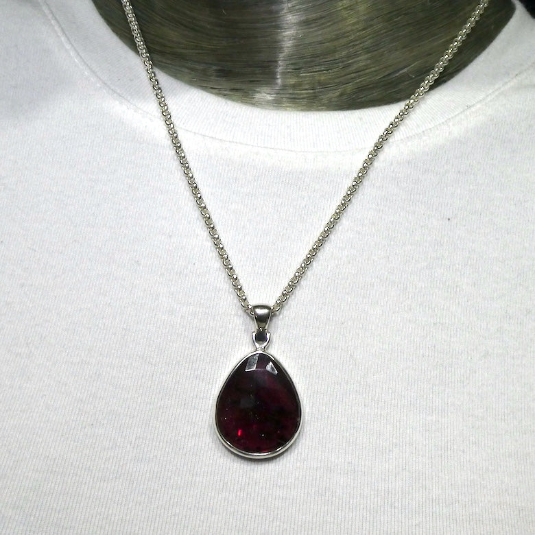 Garnet Pendant | Large Faceted Teardrop | 925 Sterling Silver | Genuine Gems from Crystal Heart Melbourne Australia Est 1986