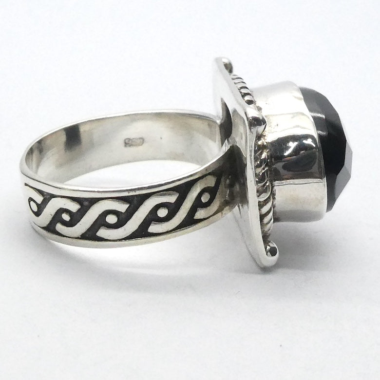 Black Onyx Ring | Faceted Oval | 925 Sterling Silver | Intricate Gothic inspired detaI | US SIZE 6, 7, 8, 8.5 | Crystal Heart Melbourne est 1986