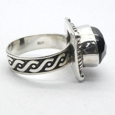 Black Onyx Ring | Faceted Oval | 925 Sterling Silver | Intricate Gothic inspired detaI | US SIZE 6, 7, 8, 8.5 | Crystal Heart Melbourne est 1986