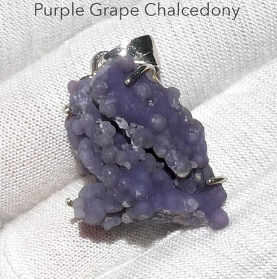 Purple Grape Chalcedony Pendant | Claw set | Open Back | 925 Sterling Silver |Botryoidal Chalcedony from Indonesia | Genuine Gems from  Crystal Heart Melbourne Australia since 1986.