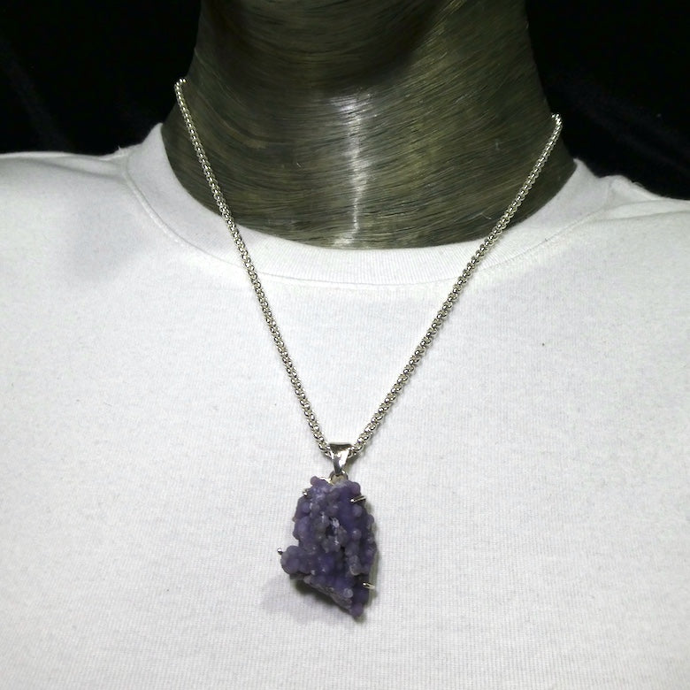 Purple Grape Chalcedony Pendant | Claw set | Open Back | 925 Sterling Silver |Botryoidal Chalcedony from Indonesia | Genuine Gems from  Crystal Heart Melbourne Australia since 1986.