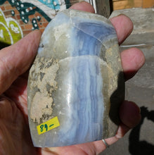 Load image into Gallery viewer, Blue Lace Agate Geode | Druzy Clear Quartz Crystals over sky blue | Malawi | Throat Chakra | Genuine Stones from Crystal Heart Melbourne Australia since 1986