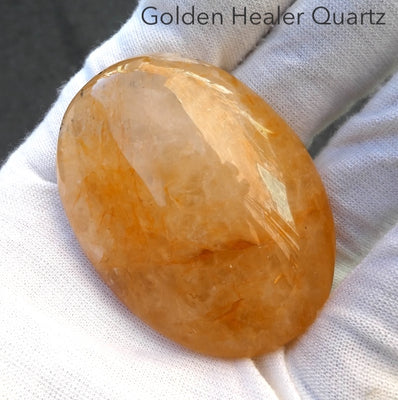 Golden Healers Quartz Palm Stone | Healing Light, Multilevel Healing, protection, creativity | Genuine Gems from Crystal Heart Melbourne Australia since 1986
