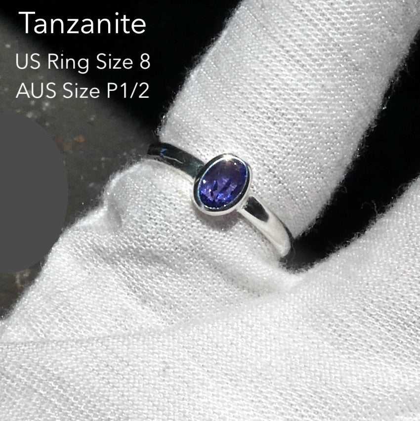 Tanzanite Ring | AA Faceted  Oval | 925 sterling Silver | US Size 8 | AUS Size P1/2 | Achieve peak potential with Joy & Support | Crystal Heart Melbourne est 1986