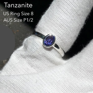 Tanzanite Ring | AA Faceted  Oval | 925 sterling Silver | US Size 8 | AUS Size P1/2 | Achieve peak potential with Joy & Support | Crystal Heart Melbourne est 1986