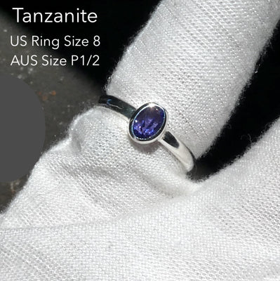 Tanzanite Ring | AA Faceted  Oval | 925 sterling Silver | US Size 8 | AUS Size P1/2 | Achieve peak potential with Joy & Support | Crystal Heart Melbourne est 1986