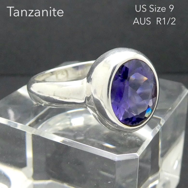 Tanzanite Ring | Faceted  Oval | Deep Blue/Violet | 925 Silver | US Size 9 | AUS Size R1/2 | Achieve peak potential with Joy & Support | Crystal Heart Melbourne est 1986