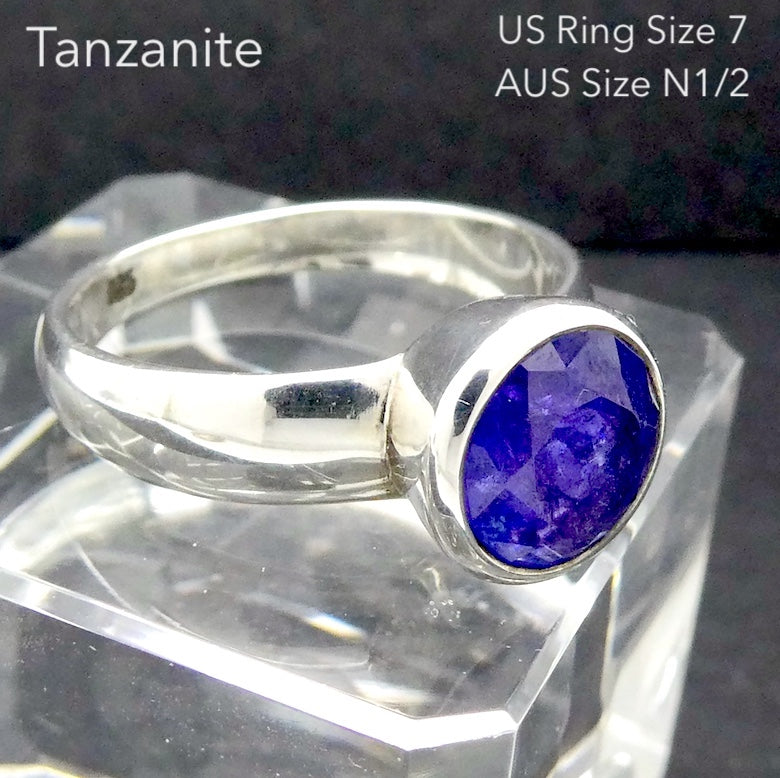 Tanzanite Ring | Faceted Round | Deep Blue/Violet | 925 Silver | US Size 7 | AUS Size N1/2 | Achieve peak potential with Joy & Support | Crystal Heart Melbourne est 1986