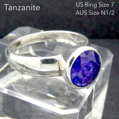 Tanzanite Ring | Faceted Round | Deep Blue/Violet | 925 Silver | US Size 7 | AUS Size N1/2 | Achieve peak potential with Joy & Support | Crystal Heart Melbourne est 1986
