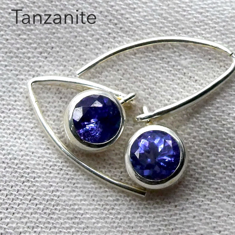 Tanzanite Earring | Faceted Round | Deep Blue/Violet | 925 Silver | 7 mm stones | Achieve peak potential with Joy & Support | Crystal Heart Melbourne est 1986