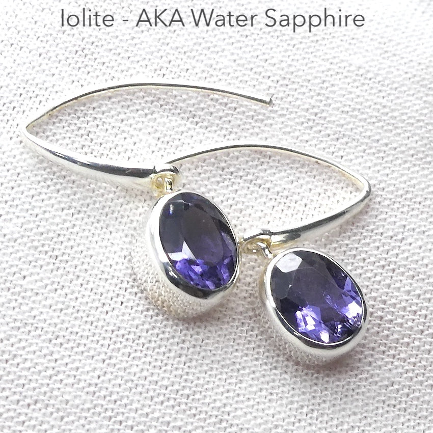Iolite Earrings | Faceted Ovals  | Fine 925 Sterling Silver | Water Sapphire | Pleochroic |Spiritual Direction | Crystal Heart Melbourne Australia since 1986