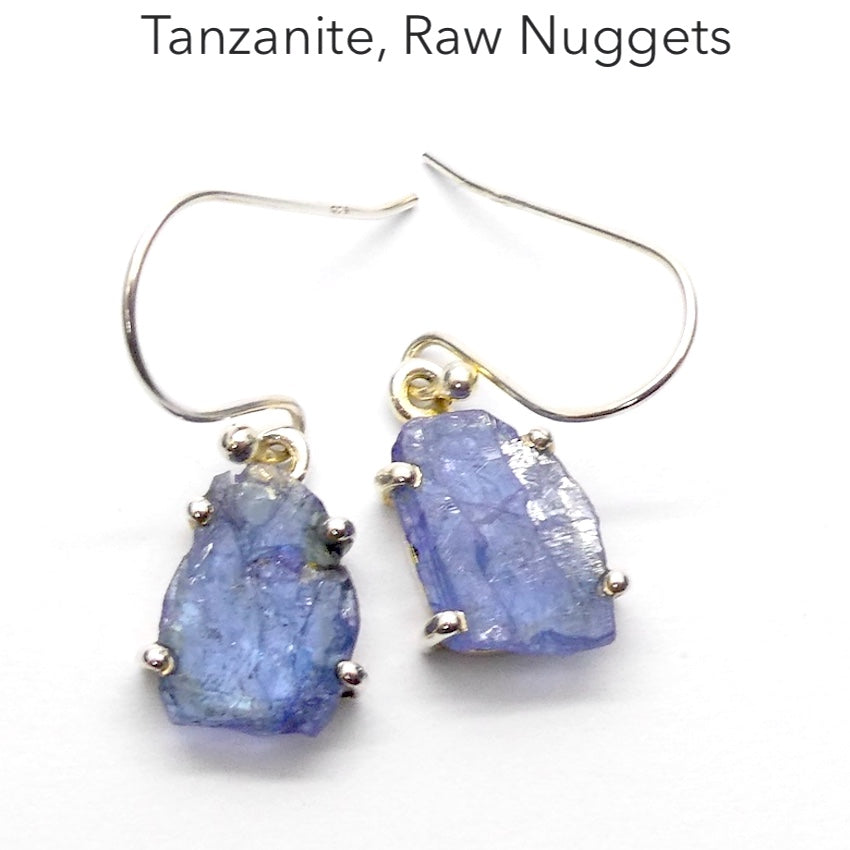 Tanzanite Earring | Crystalline Raw Niugggets | Deep Blue/Violet | 925 Silver | Achieve peak potential with Joy & Support | Crystal Heart Melbourne est 1986