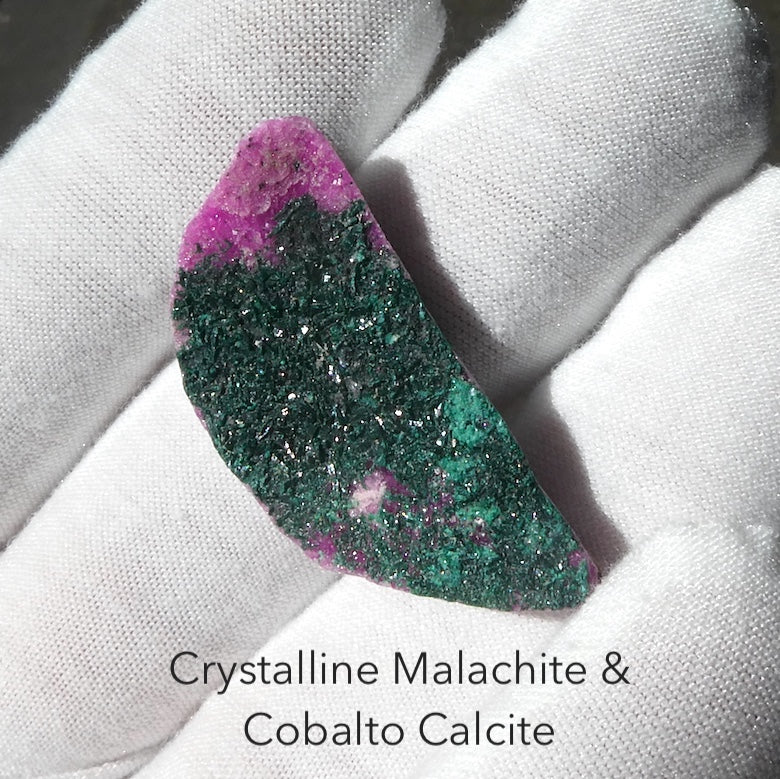 Lovely Cobaltoan Calcite Druzy Specimen with Crystalline Malachite |  Emotional & Physical Heart Healing Congo | Crystal Heart Melbourne Australia since 1986