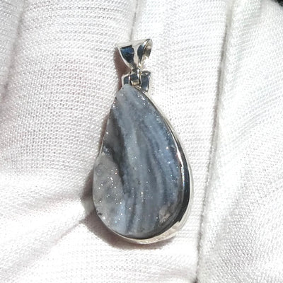 Druzy Chalcedony Pendant  ] 925 Sterling Silver | Feminine Folds and Sparkling Quartz | Feminine Power | Crystal Heart Melbourne Australia since 1986