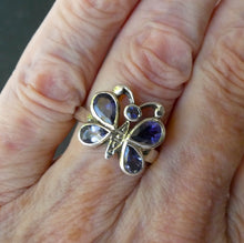 Load image into Gallery viewer, Iolite (Water Sapphire) Ring, Butterfly, 925 Sterling Silver