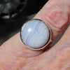 Blue Lace Agate Ring | 925 Sterling Silver | US Size 6.5 | AUS M1/2 | Sky Blue & White Bands | Throat Chakra | communication | Crystal Heart Melbourne est 1986