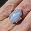 Blue Lace Agate Ring | 925 Sterling Silver | US Size 7.5 |AUS O1/2 | Sky Blue & White Bands | Throat Chakra | communication | Crystal Heart Melbourne est 1986