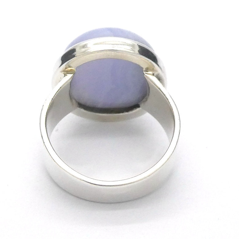 Blue Lace Agate Ring | 925 Sterling Silver | US Size 6.5 | AUS M1/2 | Sky Blue & White Bands | Throat Chakra | communication | Crystal Heart Melbourne est 1986