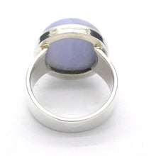 Load image into Gallery viewer, Blue Lace Agate Ring | 925 Sterling Silver | US Size 6.5 | AUS M1/2 | Sky Blue &amp; White Bands | Throat Chakra | communication | Crystal Heart Melbourne est 1986